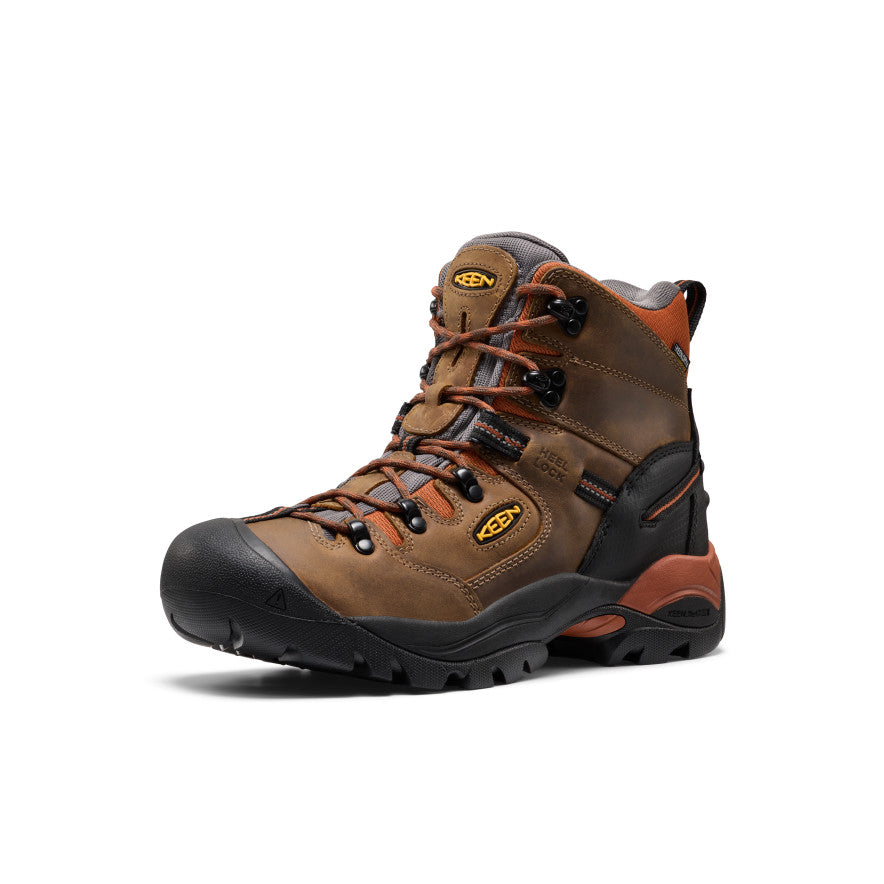 Men's Pittsburgh Energy 6" Waterproof Boot (Soft Toe) Cascade Brown/Black / Keen