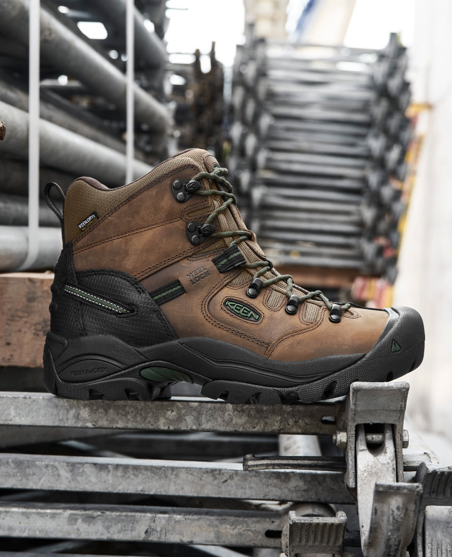 Men's Pittsburgh Energy 6" Waterproof Boot (Soft Toe) Cascade Brown/Greener Pastures / Keen