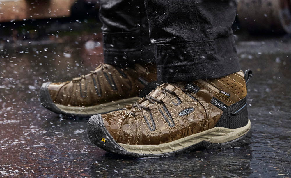 Men's Flint II Waterproof Boot (Steel Toe) Cascade Brown/Orion Blue / Keen