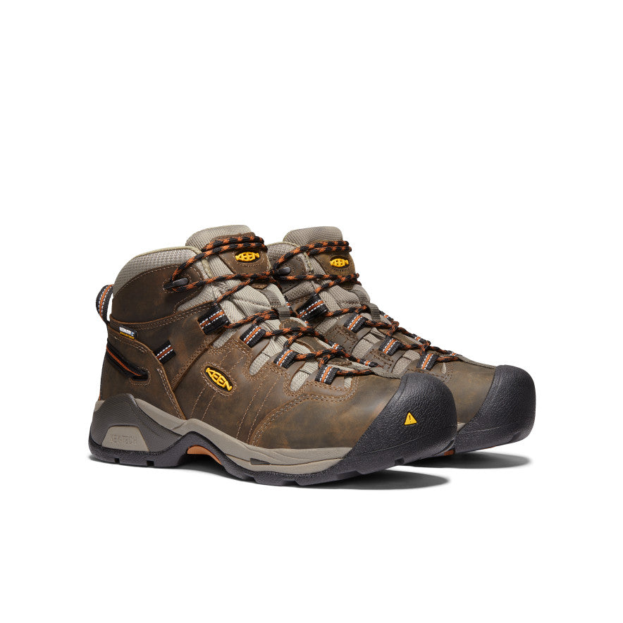 Men's Detroit XT Waterproof Boot (Soft Toe) Black Olive/Leather Brown / Keen