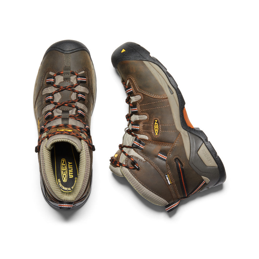 Men's Detroit XT Waterproof Boot (Soft Toe) Black Olive/Leather Brown / Keen