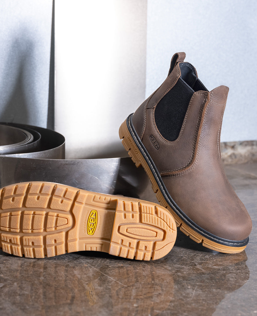 Men's San Jose Chelsea 90° Heel Boot (Aluminum Toe) Cascade Brown/Gum / Keen