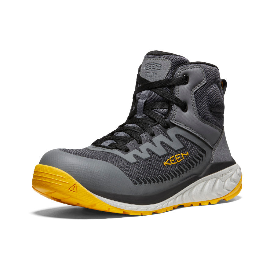 Men's Arvada Mid Work Sneaker (Carbon Toe) Black/Keen Yellow / Keen