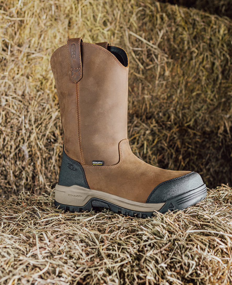 Women's Evanston Pull-On Waterproof Boot (Carbon Toe) Bison/Black / Keen