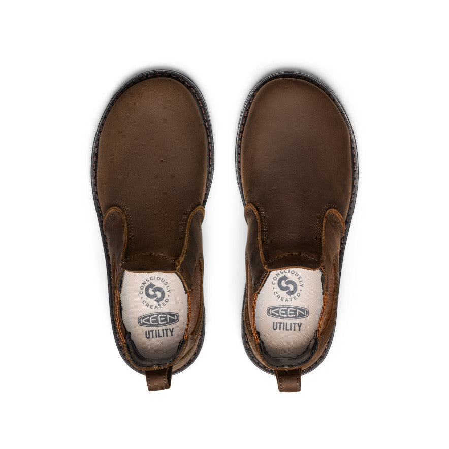 Women's San Jose Chelsea 90° Heel Boot (Aluminum Toe) Cascade Brown/Black / Keen